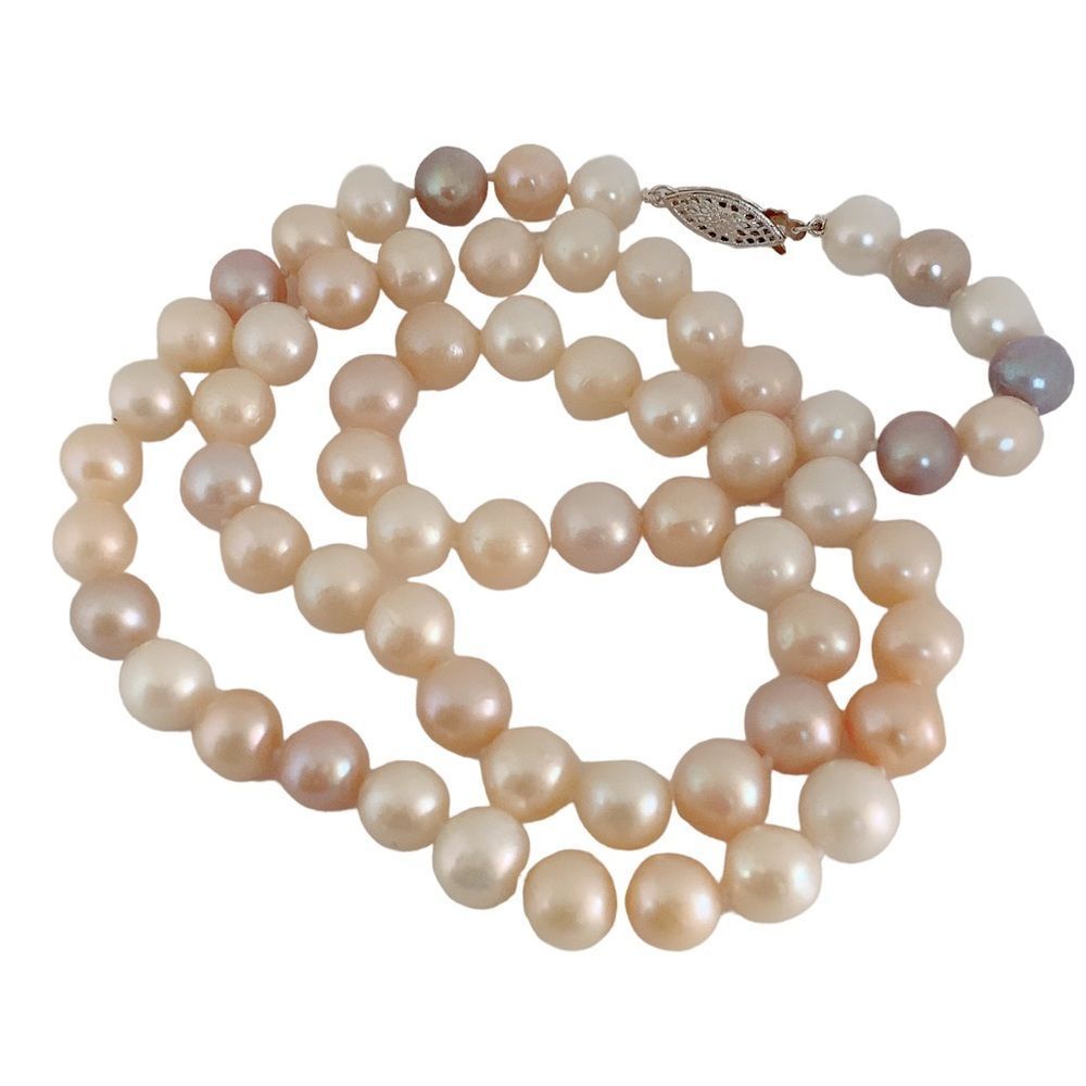Freshwater Natural Peach Multi-color Pearl Necklace Approximately 8mm